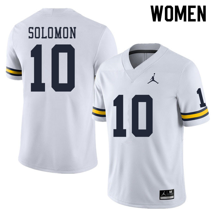 Women #10 Anthony Solomon Michigan Wolverines College Football Jerseys Sale-White